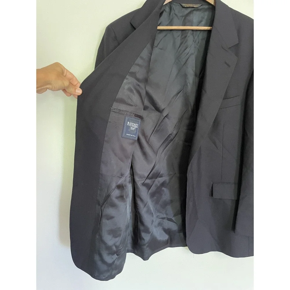 VTG Botany 500 Navy Blue Wool Blend Double Breasted Gold Button Blazer 42R